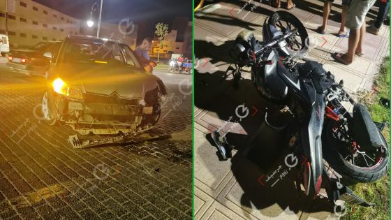 عاجل | إصابة شخصين في إصطدام بين سيارة ودراجة نارية قبالة ساحة 06 نونبر + صور