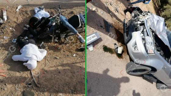 إقليم جرسيف | 03 قتلى و جريح إثر إصطدام بين سيارة و دراجة نارية + صور