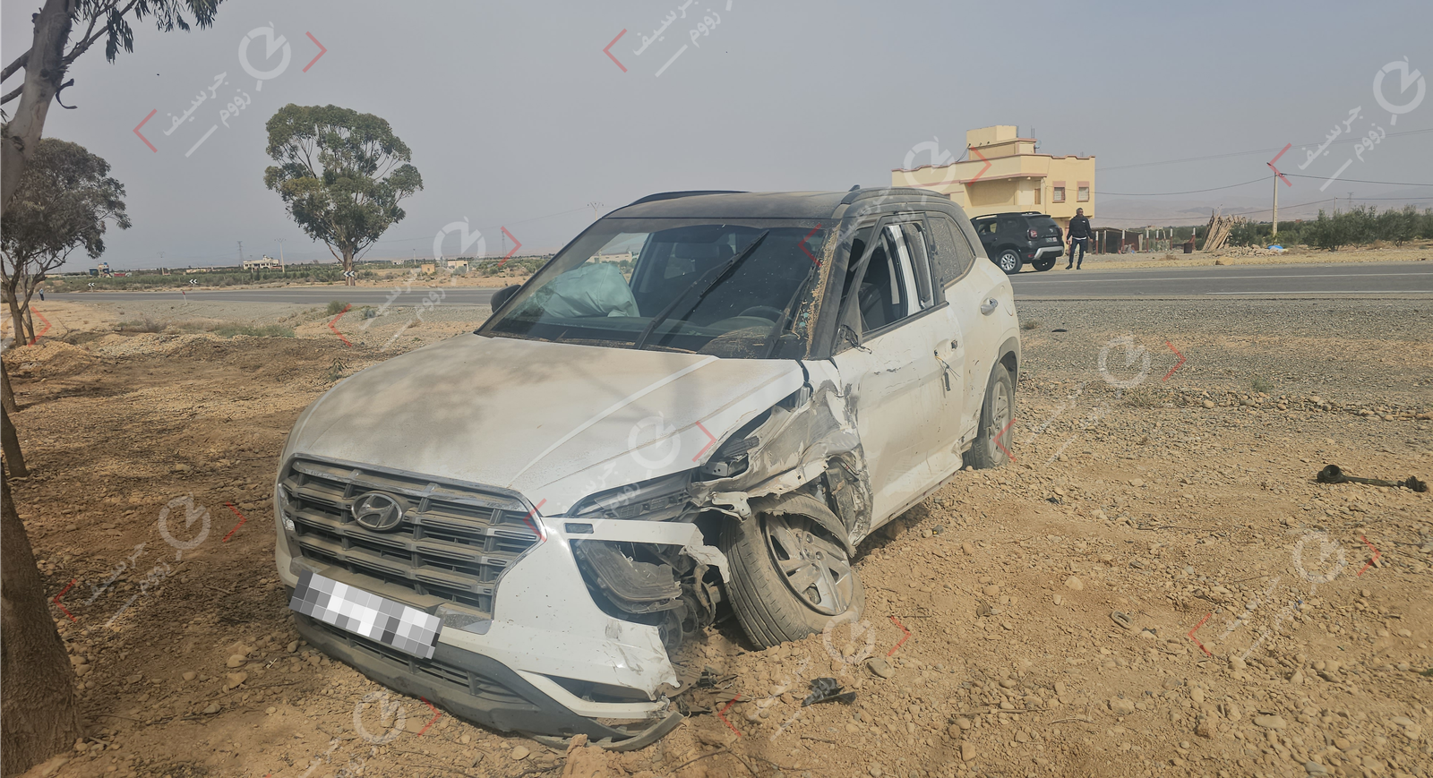 إقليم جرسيف | خسائر مادية فادحة إثر إصـ ـطدام بين سيارة وشاحنة بطريق تادرت