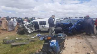 إقليم سيدي بنور | إصابة 13 شخصا في إصطدام 03 عربات بشكل مروع + صورة