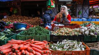 CASABLANCA, MOROCCO - JANUARY 14, 2018: A local woman wearing a hijab sells vegetables at a market. Valery Sharifulin/TASS (Photo by Valery SharifulinTASS via Getty Images)