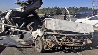 الطريق السيار قنيطرة – الرباط | قتيل و 37 جريحا في إصطدام بين 20 سيارة و حافلتين لنقل المسافرين ب”بوقنادل” + صور