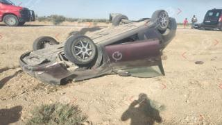 إقليم جرسيف | إنقلاب سيارة من نوع هيونداي قرب قنطرة امسون بالطريق الوطنية رقم 15 + صور