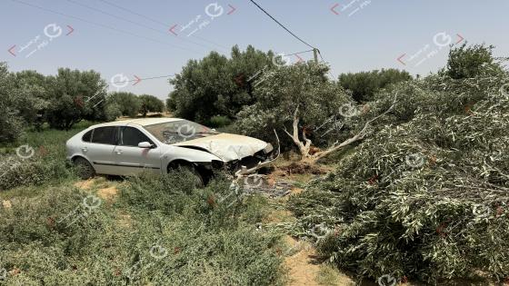 إقليم جرسيف | نجاة سائق سيارة بعد إنقلابها بطريق سيدي بنجعفر