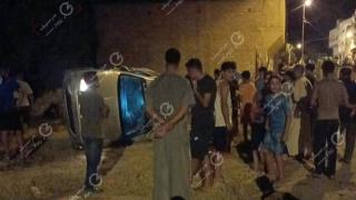 جرسيف | إصابة شقيقين إثر إنقلاب سيارة تحمل ترقيما أوربيا بحي النكد + صور