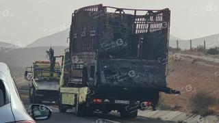 الطريق السيار جرسيف – تاوريرت | إحتراق شاحنة يشل حركة المرور