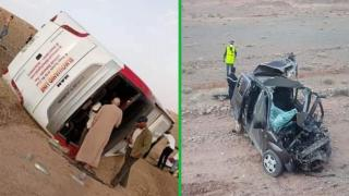 إقليم ورزازات | 46 جريحا في إصطدام بين حافلة لنقل المسافرين و سيارة خفيفة + صور