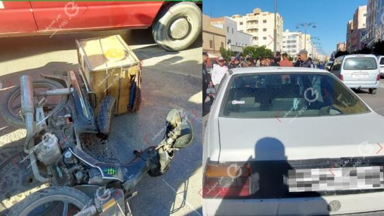 جرسيف | إصابة ثلاثيني بإصطدام بين سيارة و دراجة نارية بشارع محمد الخامس + صور