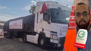 مراكش | وصول قافلة من الصحراء المغربية تضم 54 شاحنة لدعم ضحايا الزلزال في مسيرة خضراء عكسية + صور وفيديو