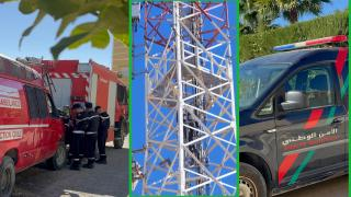 جرسيف | إنقاذ شخص حاول الإنــتـ،ـحار من أعلى لاقط هوائي بتجزئة بياضة + صور وفيديو