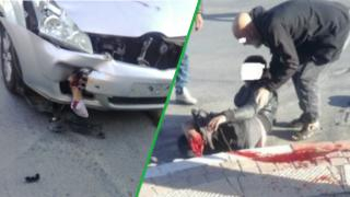 بقيت ملتصقة بواقي السيارة الأمامي | سائق دراجة نارية يفقد ساقه بحادث مروع بوجدة + صور