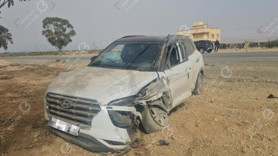 إقليم جرسيف | خسائر مادية فادحة إثر إصطدام بين سيارة وشاحنة بطريق تادرت + صور وفيديو